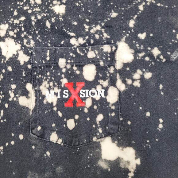 Vintage 90s Mission X Statement Shirt XL 23x27 Bleached Black Fire Flames - Picture 9 of 14